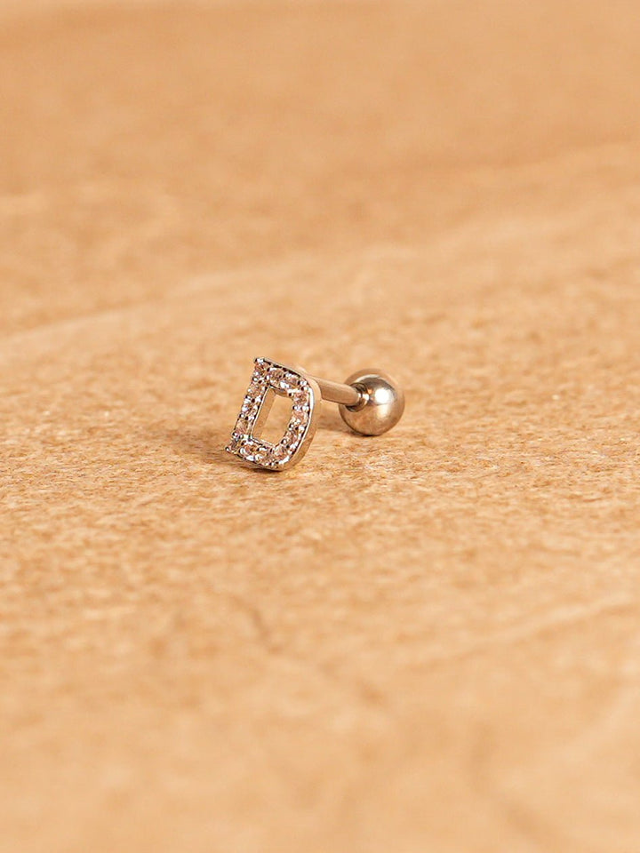 Letter Mini Earrings - Silver Plated