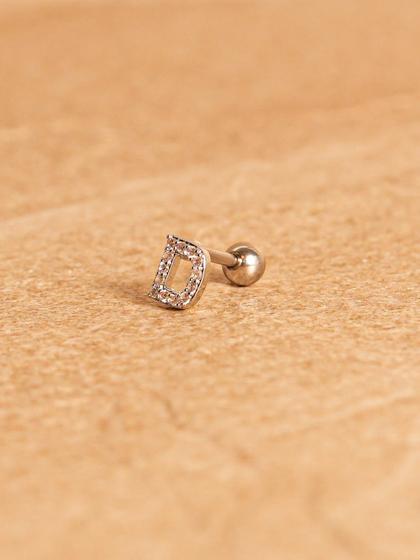 Letter Mini Earrings - Silver Plated