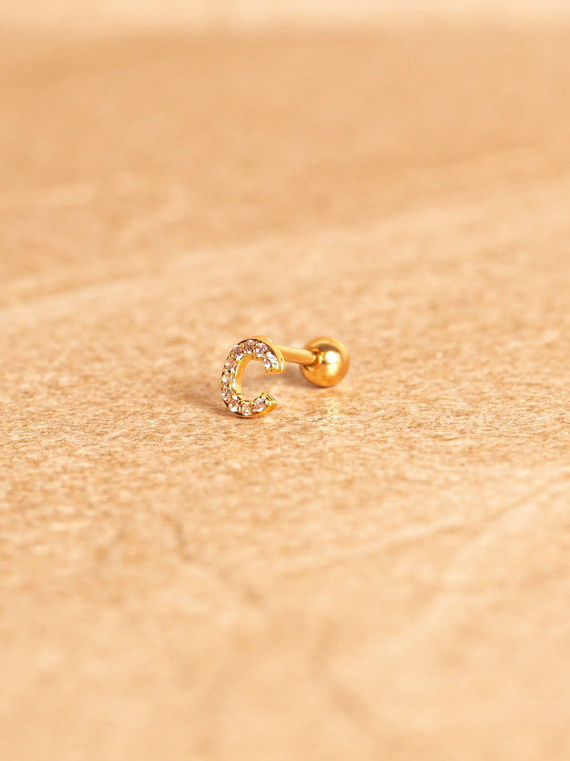 Letter Mini Earrings - Gold Plated