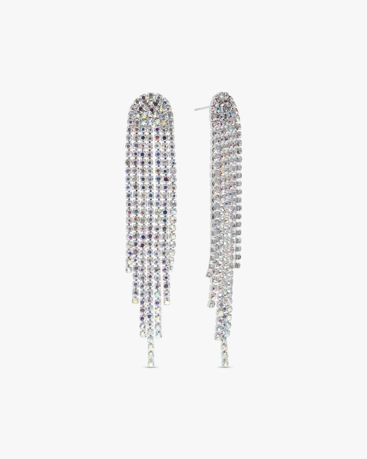 Nanna Long Glitter Earrings - Silver Plated