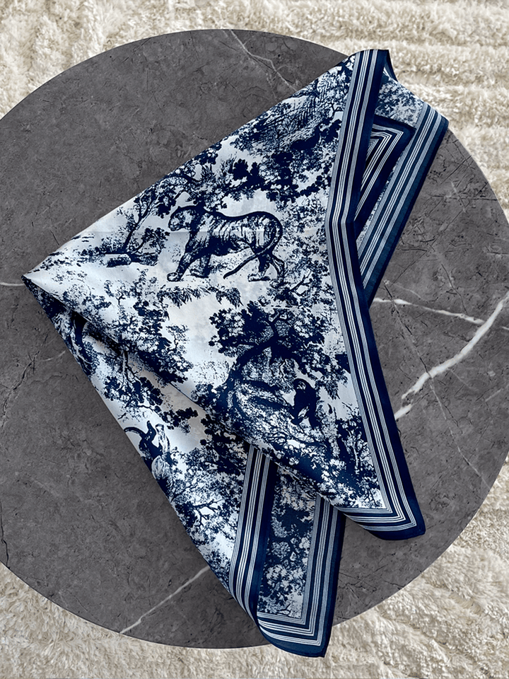 Nora Silk Scarf - Blue