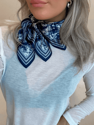 Nora Silk Scarf - Blue