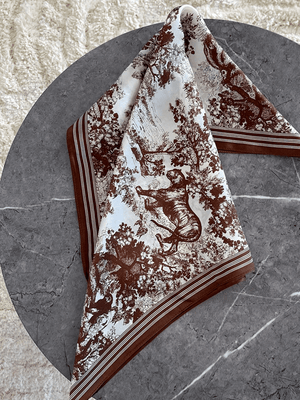 Nora Silk Scarf - Brown