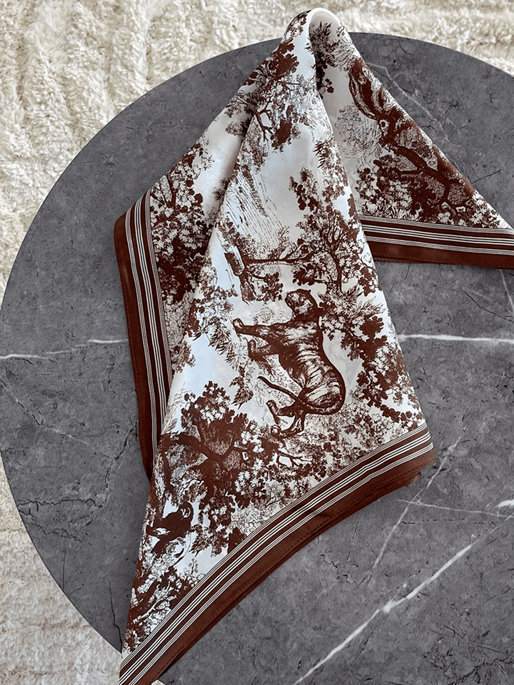 Nora Silk Scarf - Brown