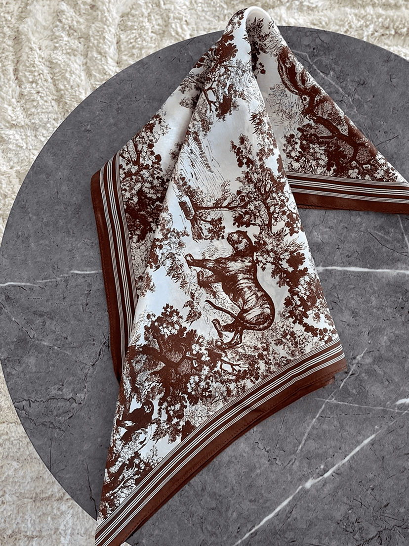 Nora Silk Scarf - Brown