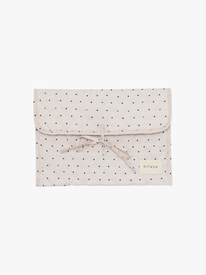 Mira Bow Computer Sleeve - Beige/Black Dots